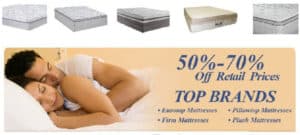 We carry Major Mattress brands at 50-70% Off retail Prices, picture of mattresses Banner